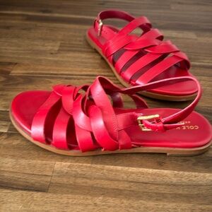 Cole Haan Women’s Red leather braided cushion sandal